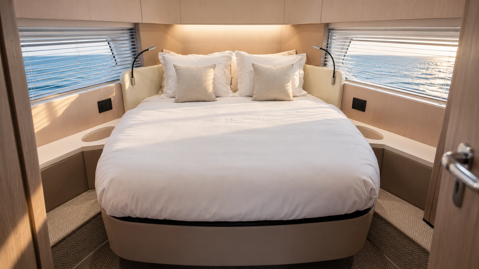 Azimut 55 Flybridge — Forward VIP double cabin, Cascais Marina