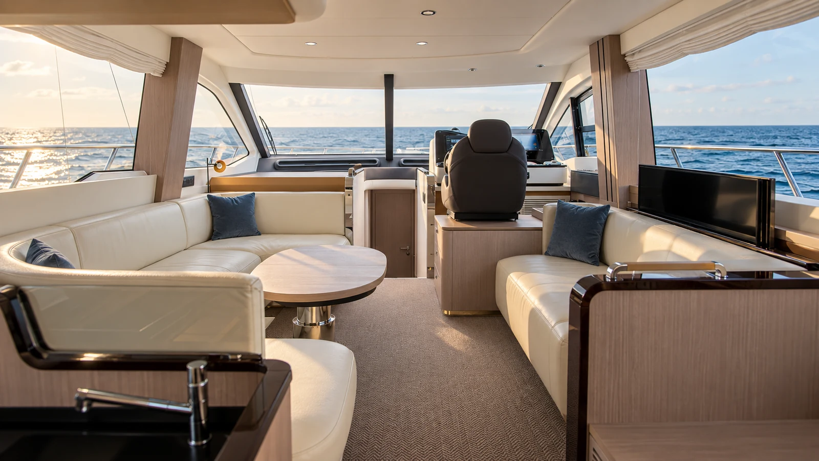 Azimut 55 Flybridge — Main saloon, Cascais Marina