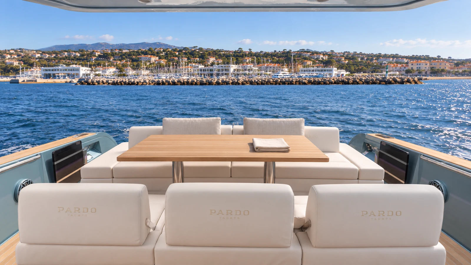 Pardo 43 — Shaded cockpit, Cascais Marina