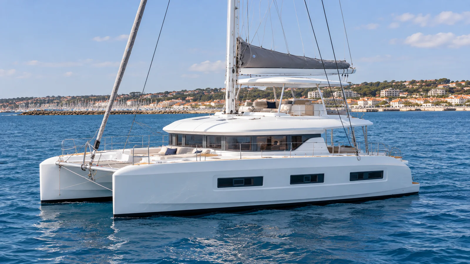 Lagoon 55 — Opposite starboard profile, Cascais Marina