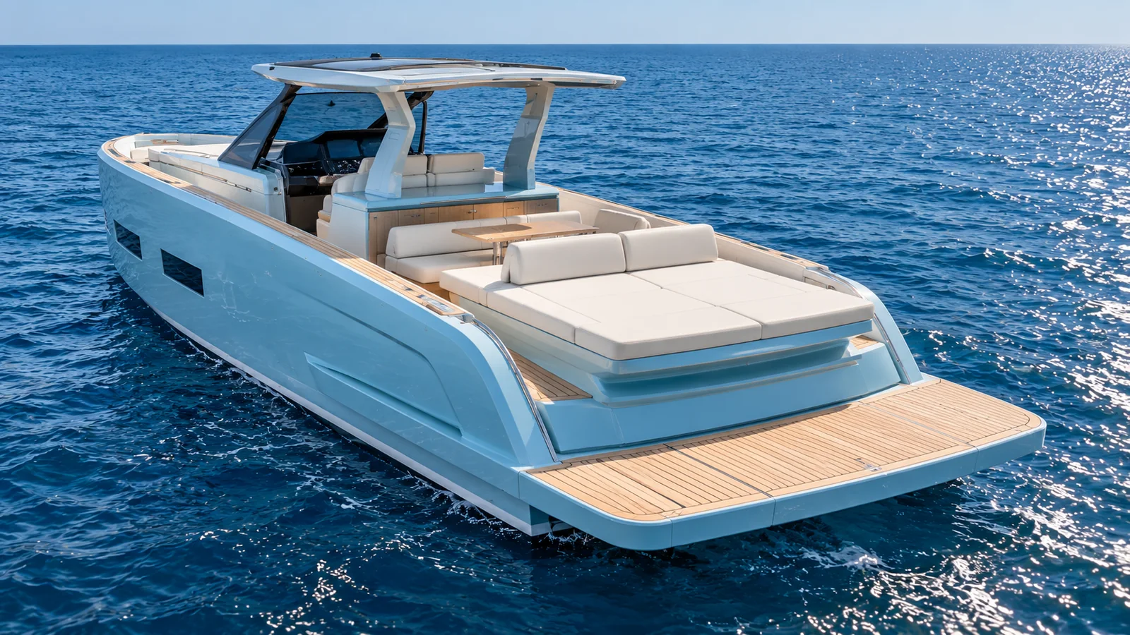 Pardo 43 — Stern platform and walkaround, Cascais Marina