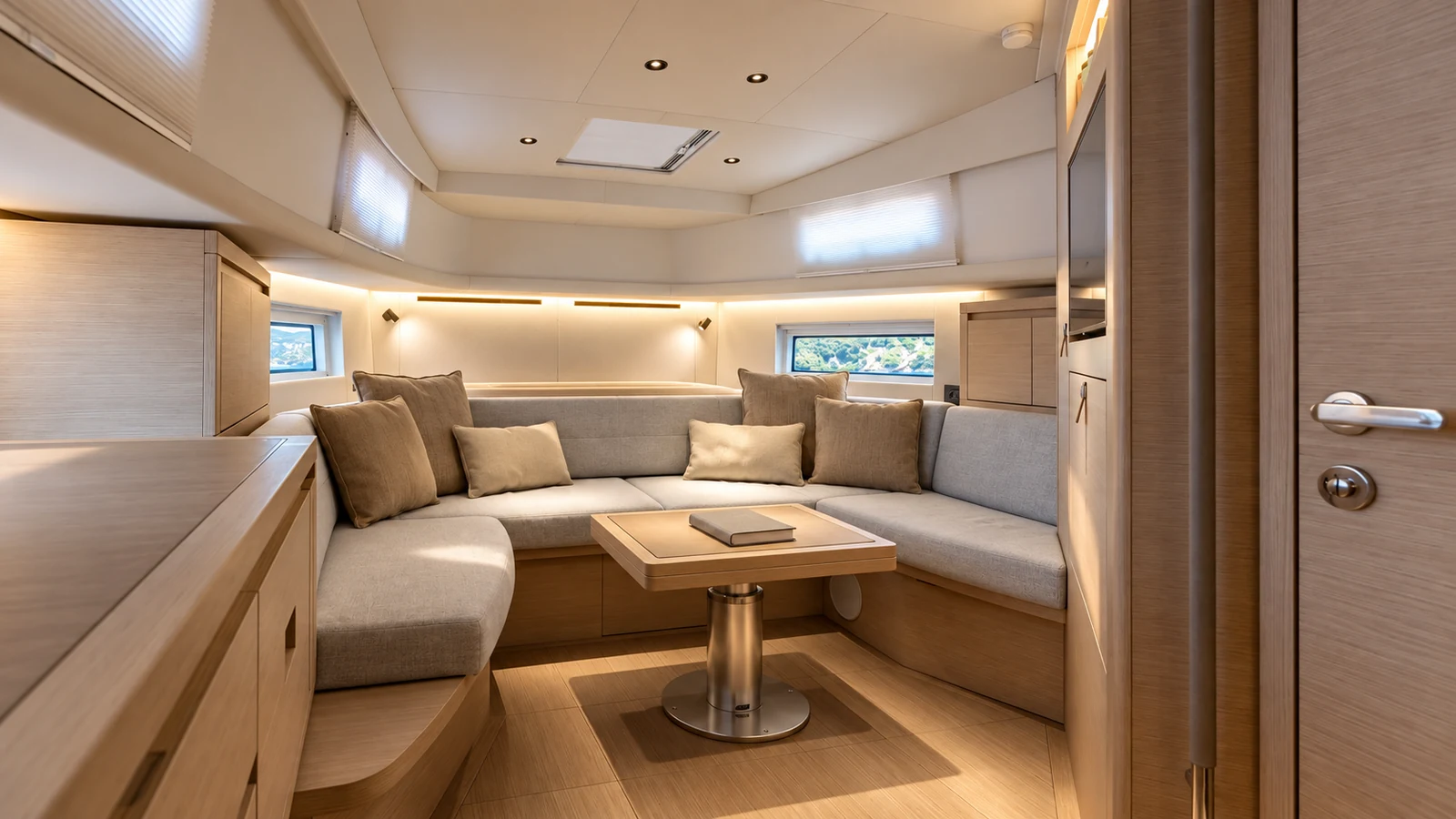Pardo 43 — Forward convertible dinette, Cascais Marina
